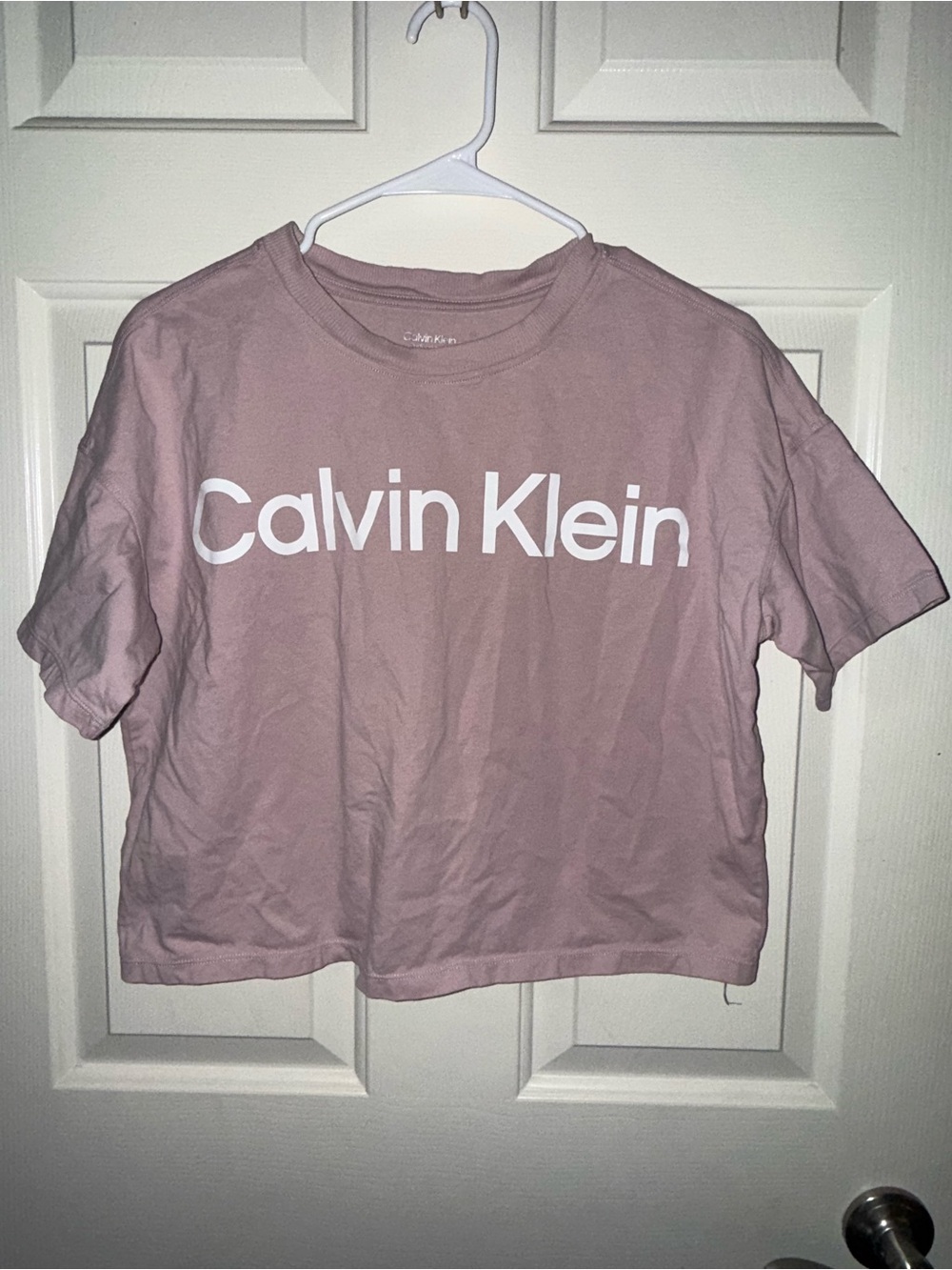 Calvin Klein Dusty Rose Logo Crop Tee